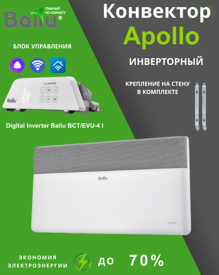 Комплект Ballu Apollo BEC/AT-1500 BCT/EVU-4I с wi-fi (инверторный)