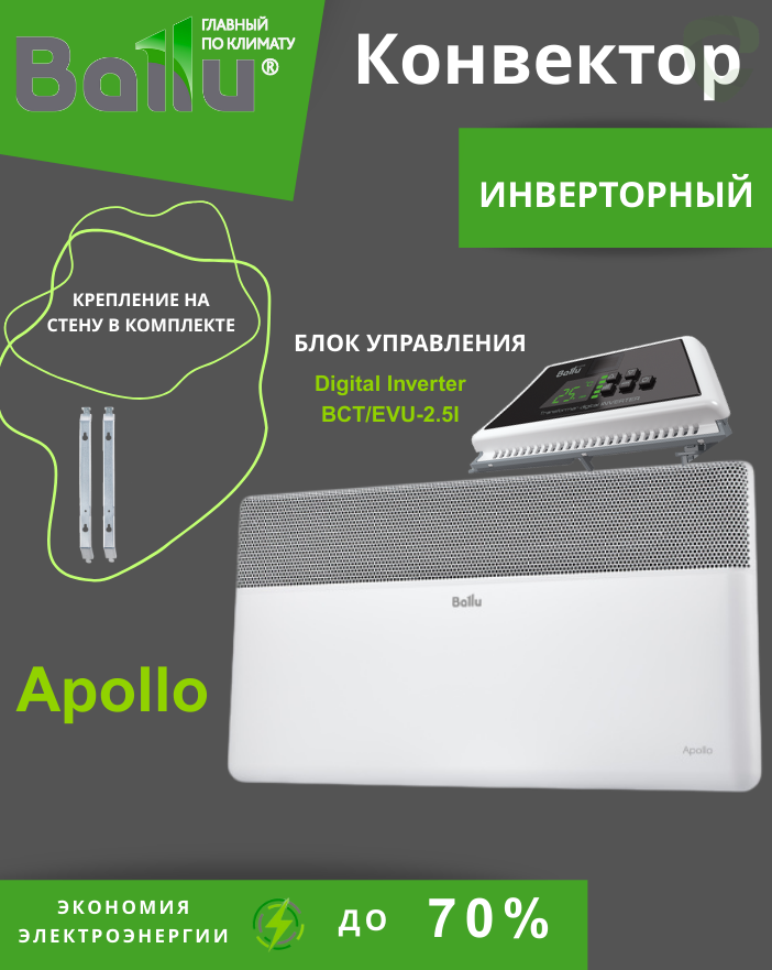 Комплект Ballu Apollo BEC/AT-2500 BCT/EVU-2.5I Transformer (инверторный)
